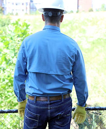 Image of MCR Safety Summit Breeze Flame Resistant FR Long Sleeve Shirt, 7-Ounce Cotton, Vents, Men's Work Shirt, Blue, X-Large Tall