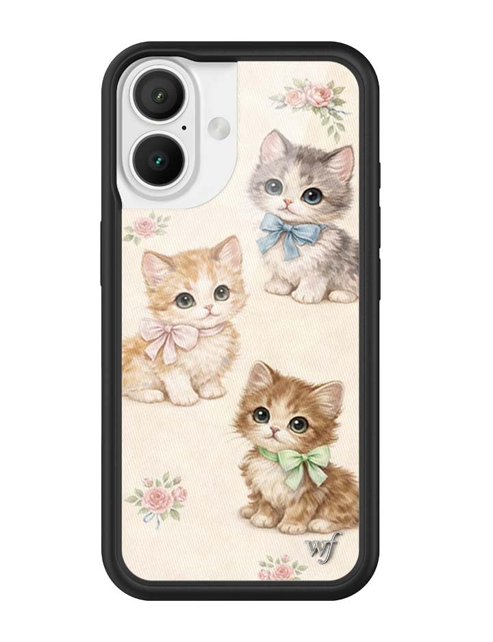 Image of Wildflower Cases - Compatible with iPhone 16 | Protective Black Bumper, 6.5ft Drop Test Certified, Women Owned Small Business | Vintage Kittens