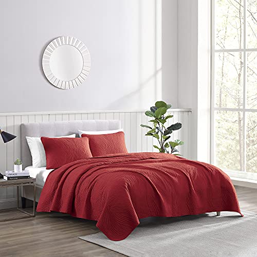 Brielle Home Stream Quilt And Sham Set, Twin, Red #TOP7