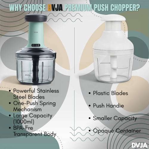 Image of Chopper for Kitchen Use 1000ML,5 Blade Steel Large Manual Hand-Press Vegetable Chopper Mixer Cutter to Cut Onion, Salad, Tomato, Potato (1000 ML)