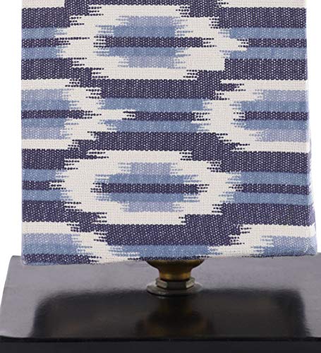 Image of tu casa Table Lamps Black Metal Base with Blue White Cotton Ikat Print Shades for Home Decor Bedrooms Living Room Gifting Diwali Decoration Dining Space Study Room Restaurants (H-12)