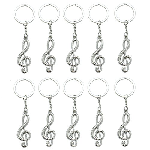 SenseYo 10 Pcs Musical Note Key Chain Metal Music Symbol G-Clef Key Ring Keychain Trinket
