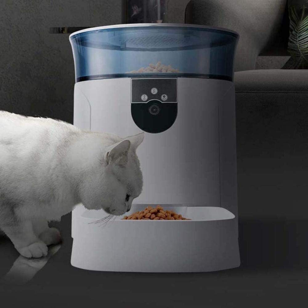 Dispensador automático de Alimentos con Control de la aplicación Smart Pet Cat Dog de 7L con cámara Audio de 2 vías Recordatorio de Voz Grabación de Video para Perros medianos Grandes