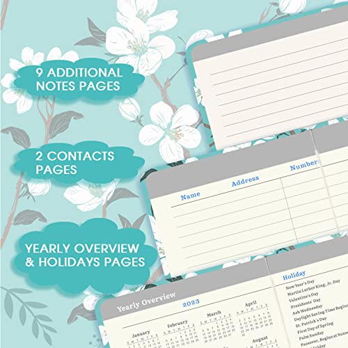 Planner 2023-2024 - 2023-2024 Pocket Planner/Calendar, Jul. 2023 - Jun. 2024, 6.3''×3.8'', Agenda Planner And Schedule Organizer With Pen Loop + Pocket + 2 Bookmarks + Banded - Teal Floral #TOP4