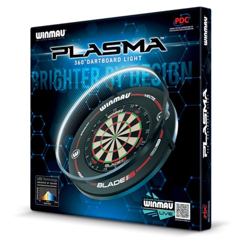 WINMAU Plasma Dartboard-Lichtpaket - Schwarzes 360-Grad-Licht mit schwarzer Pro-Line-Dartboard-Umrandung