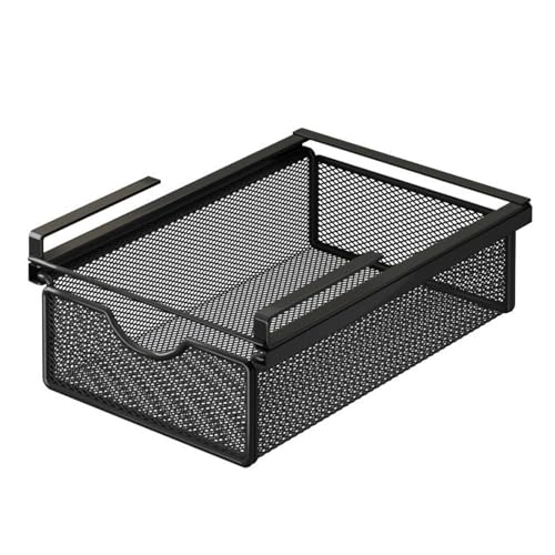 PawwJoy Panier à Tiroir Coulissant Suspendu, Organisateur de Rangement sous Armoire, Étagère, Bureau, Commode, Construction Acier, 4 Tailles- Xs