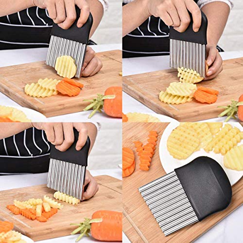 Aardappel Chip Mes, DBAILY 4 stks Chipper Chip Cutter RVS Groente Crinkle Golvend Mes Crinkle Cut Mes Set Aardappel… - Image 7