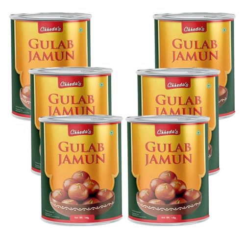 Image of Chheda's - Gulab Jamun - Indian Sweets - Tin Sweets - Festive Gift Pack - 1000 Gm Pack of 6