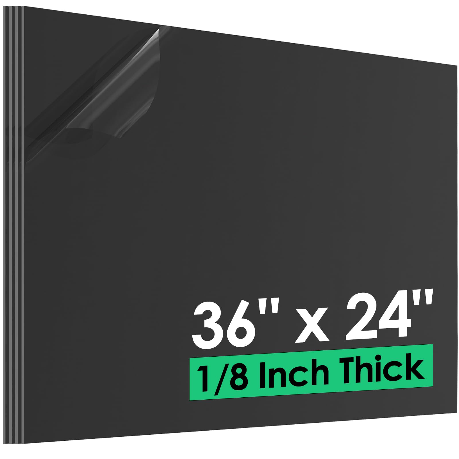 ABS Plastic Sheet 1/8" x 36" x 24", Black Rigid Thermoplastic Board, Dual-Surface (Textured & Smooth) for Signs, Crafts, DIY Projects, 4-Pack