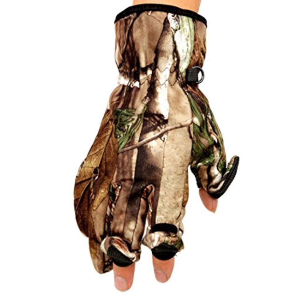 Hombres Camuflaje Guantes de Caza, Smart Phone Guantes compatibles 4-Way Estiramiento Microfibra Gamuza Cuero Antideslizante Guantes Ligeros Impermeables