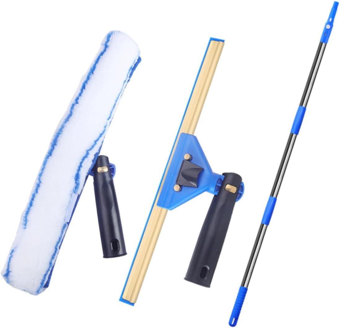 PartyKindom 1set Extendable Window Cleaning Squeegee with Microfiber Scrubber for Cars Showers and Lightweight Design for Easy Use and Maintenance Random Style