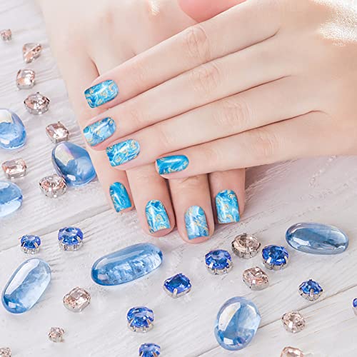 12 Sheets Marble Full Nail Wraps Bronzing Stickers, Nail Polish Strips Diy Self-Adhesive Nail Art Decals With 2 Piece Nail Files For Daily Party Decorations (168 Pieces) #TOP3