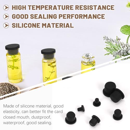 Image of 100Pcs Black High Temp Silicone Plug Mount Set, 7 Sizes of Dia T-Shaped Solid Rubber Stopper Hole Plugs for Powder Coating Plating Waterproof Sealing Plugs Pipe Holes Test Tube Plugs