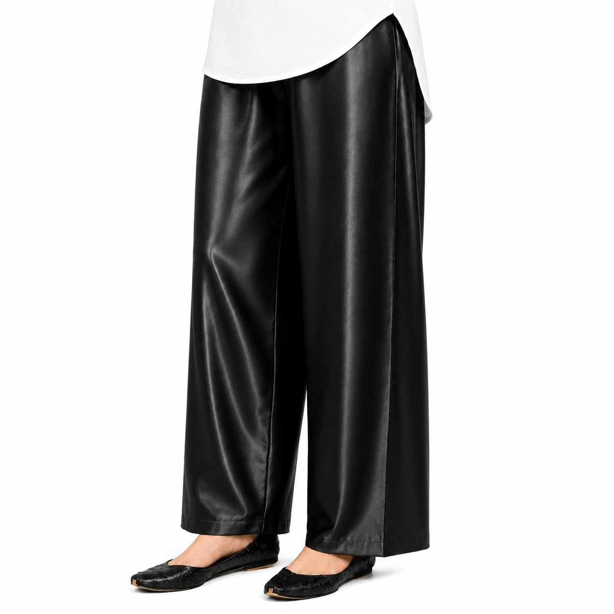Women's Satin Wide-Leg Palazzo Pants, Elastic Waist-image-26