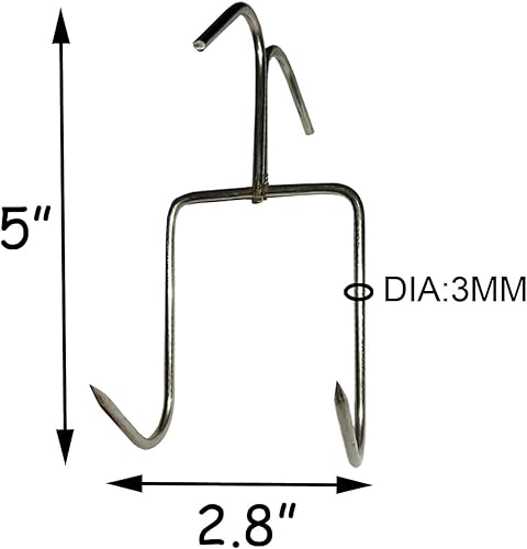 Miniatura 2 de TIHOOD Paquete de 4 ganchos para ahumar  Percha de tocino de acero inoxidable, ganchos de pato asado, ganchos de carne para fumar, jamones de tocino