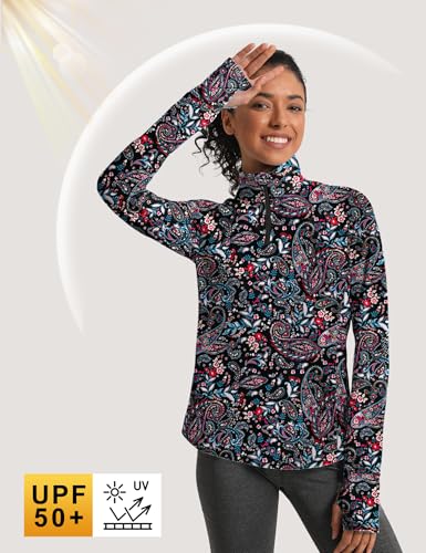 IECCP Womens Long Sleeve Golf Shirts Sun Protection 1/4 Zip Pullover Summer Quick Dry Athletic Hiking Running Workout Tops2