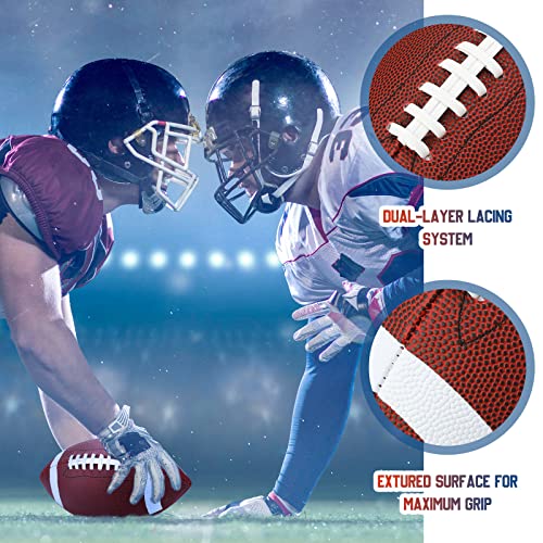 Jerify Composite Leather Footballs Official Size Composite Leather Balls Composite Leather Inflatable Footballs With Pump Indoor Outdoor Footballs Bulk For Training And Recreational Play (6 Pcs) #TOP4