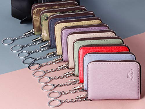 FurArt Porte-cartes de crédit, avec fermeture éclair, pour homme et femme, anti-RFID, porte-clés, taille compacte, rose, Compact, Portefeuille RFID - Image 8