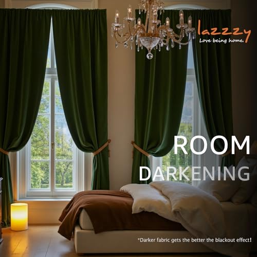 Image of Extra Long Moss Curtains Luxury Rod Pocket 52x120 Inch 2 Panels | Soft Velvet, Room Darkening, For Tall Windows & High Ceilings, Light Shifting Texture, Elegant Drape, Calm