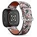 CJBROES Replacement Leather Watch Band, Compatible with Fitbit Versa 3 and Fitbit Sense of Wristband Bracelet Accessory - Flowers