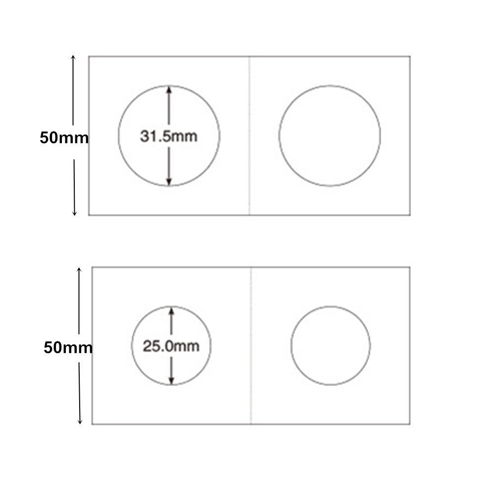 byou Cartoncini per Monete,Cardboard Coin Holder 100 Pezzi 50 * 50mm per Moneta Collezione Conservazione Protezione 2Dimensioni 25mm 31.5mm