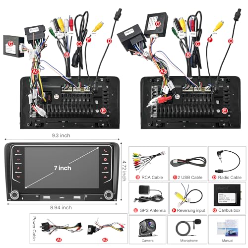 4+64 GB Car Radio for Audi A3 2003-2012, S3 2006-2012, RS3 Sportback 2011-2012 with Wireless Carplay & Android Car, Android 13 7 Inch IPS Car Stereo with GPS Navigation & Bluetooth 5.2 - Image 6