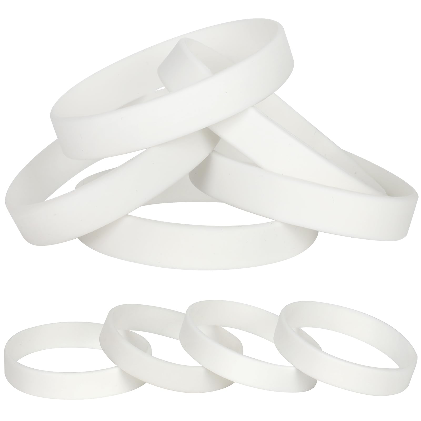 LVNRIDS White Silicone Elastic Wristbands Rubber Bracelets 25 Pcs for Teen Kid, 18 cm Length Coloured Wrist Bands Silicone for Business School Activity Party Events Music Festival