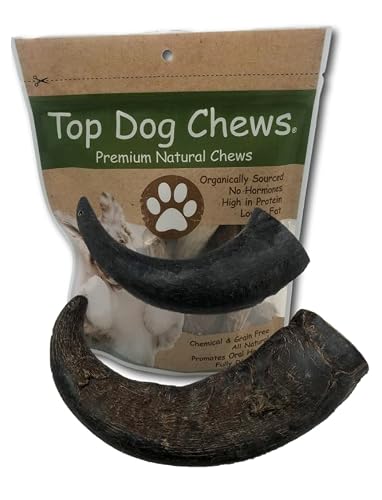 Top Dog Chews 2 Pack Natural Water Buffalo Horns Edible Treats #TOP10