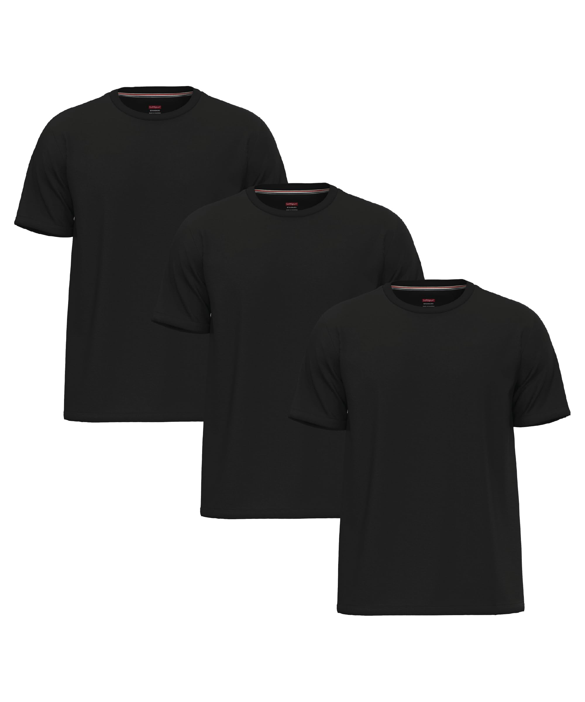 Softspun Men's Pack3 - Black 3 Pack T Shirts For Uk 100% Cotton Tshirts |Pre-Shrunk Crew Neck T Shirts Multipack