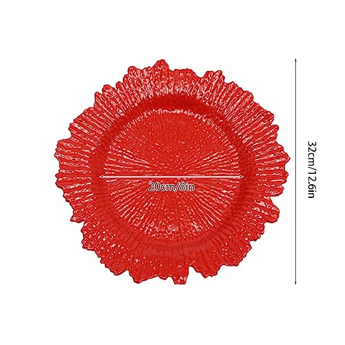 24 platos cargadores redondos rojos de 12.6 pulgadas miniatura 4