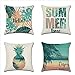 JOTOM Housse de Coussin Animaux Fleurs La Vie Marine Plante Tropicale Taie d'oreiller pour Canapé Maison Salon Chambre Décoration D'intérieur,45x45cm,Ensemble de 4 pièces (Plante Tropicale D)
