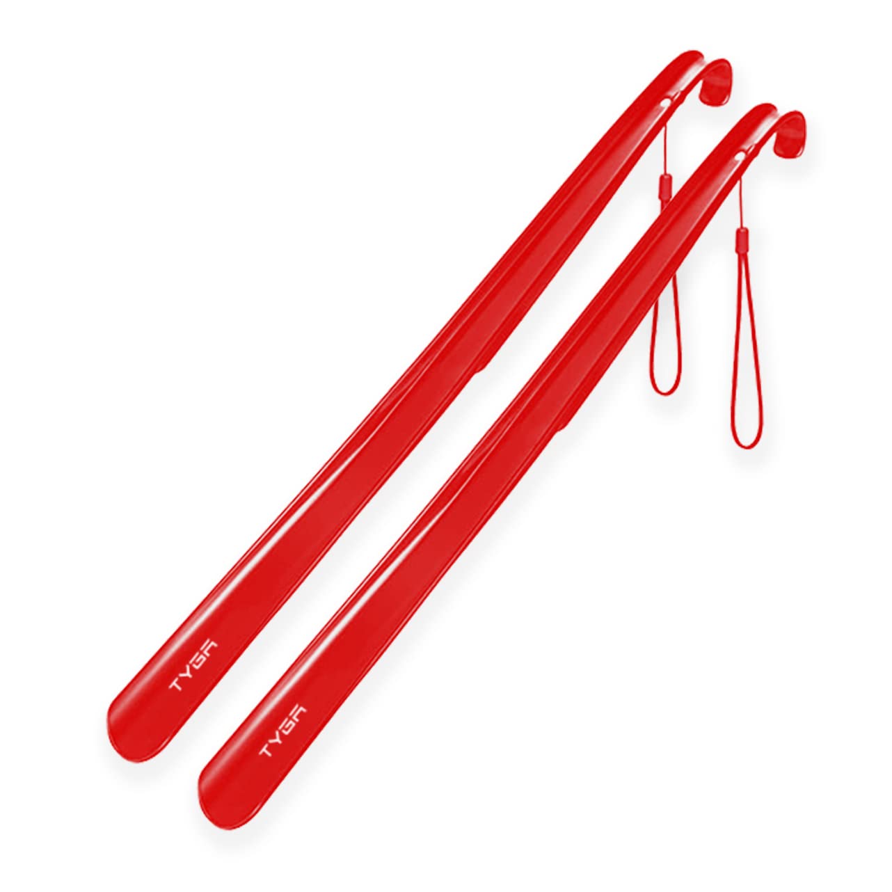 Tyga Store Men's Black Shoe Horn Extra Long Handled Inches, 58Cm, Comfortable, Elongated Footwear Fitter (For & Wo) (Red, 2) Size 23