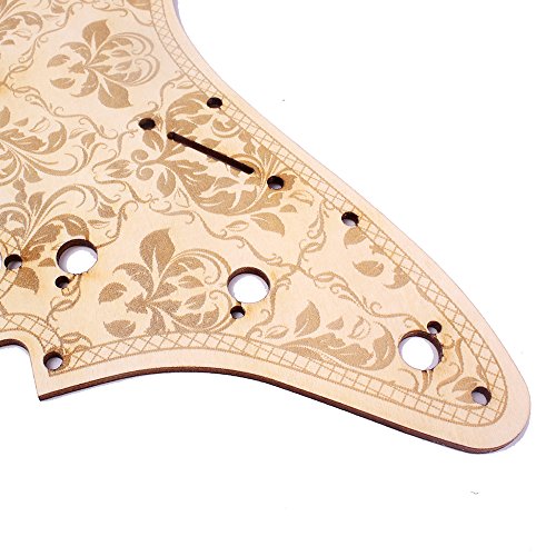 KKmoon Guitarra de madeira SSS Pickguard Maple Wood com padrão de flor decorativa para guitarras elé