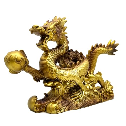 Estatua Dragón Feng Shui Chino Resina 13.6 pulg miniatura 5