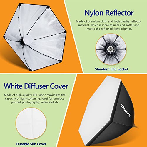 Image of UBeesize Softbox Photography Lighting Kit, Continuous Lighting Kit with 30 inch x 30 inch Reflector and 3 Color Temperature 85W 3000K-7500K Bulb, Photo Studio Lighting for Video Recording, Portrait Shooting