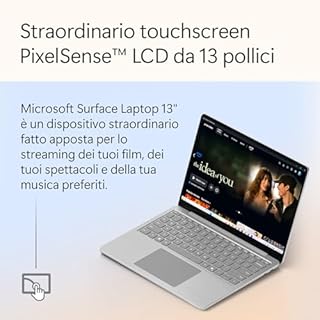 Microsoft Surface Laptop | Copilot+ PC | LCD Touchscreen 13” | Snapdragon® X Plus | 16 GB di RAM | 256 di memoria | Ultimo modello | Platino