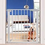  Rejilla para Escaleras, Cierre Rápido, Extraseguro, Rejilla Metálica para Sujeción, Barrera de seguridad, Barrera de Seguridad de niños para puertas y pasillos, 75-82 cm, Blanco