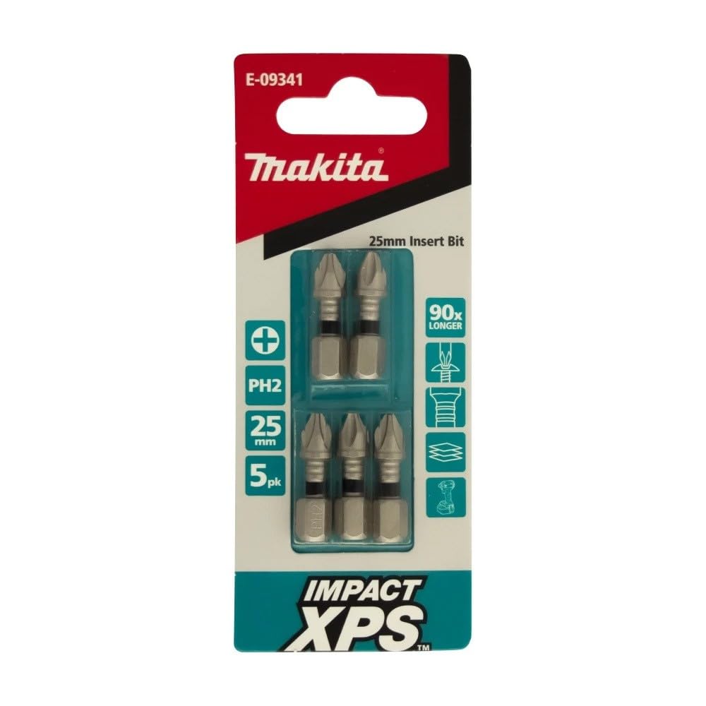 Makita Silver Xps Impact Insert Bit, Ph2 X 25 Mm Size (Pack Of 5)