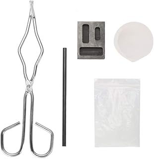 Maxmartt 5pcs Graphite Crucible Set, Melting Casting Kit for Metal,Gold,Silver and Copper, Silica Crucible + Graphite Rod + Graphite Ingot Mold + 30g Borax + Crucible Tong