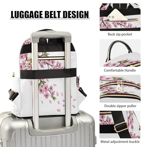 Sac à dos voyage femme ergonomique fleurs de cerisier pour voyager sans douleur