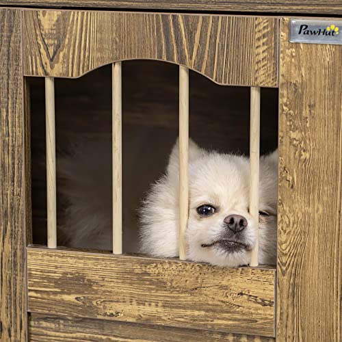 Pawhut Wooden Dog Crate, End Table Furniture With Lockable Door, Small & Medium Size Pet Crate Indoor Puppy Cage, Brown #TOP7