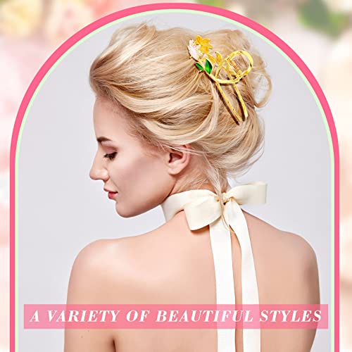 12 Pieces Flower And Butterfly Metal Hair Claw Clips Large Tulip Rose Sunflower Floral Butterfly Hair Claw Clips For Women Girls 90S Thick Thin Curly Hair Clip, 12 Styles #TOP6
