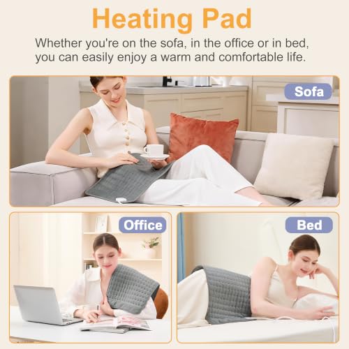 Image of Heating Pad,Electric Heating Pads,Heating Pad for Back,DimGray,24x12 Inch | Heating Pads for Shoulder,Neck,Abdomen,Knee,Arms,Legs,Heat Pad for Birthday Father Mother Gift Women Men,6 Heat Settings