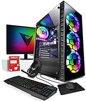 Vibox I-8 Gaming PC - Monitor-Paket - Quad-Core Intel 10100F Prozessor - Nvidia GT 1030 Grafikkarte - 16GB RAM - 240GB SSD - 1TB HDD - Windows 11 - WiFi