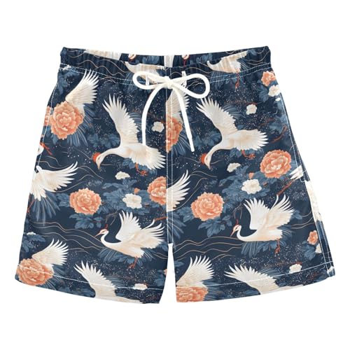 Flowers White Bird 1 Boys Swim Trunks Toddler Shorts Swimwear Boardshorts