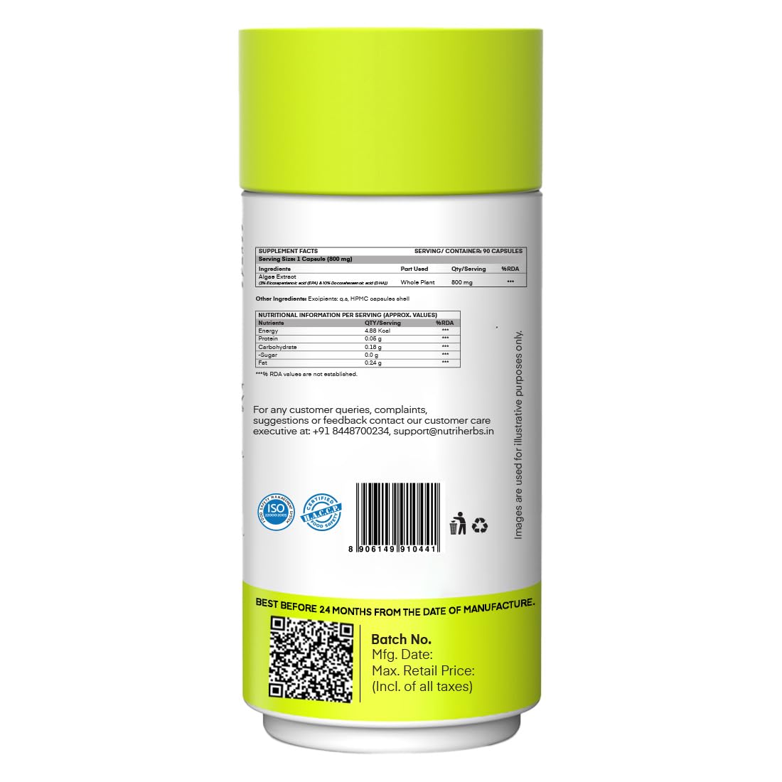 NUTRiHERBS Omega 3 800mg Capsules | Plant-Based DHA & EPA Supplement for Heart, Joint, Eye Health | Omega 3 Fatty Acids for Brain Support, Skin Wellness | Men & Women - 90 Capsules Pack of 3 NUTRiHERBS Omega 3 800mg Capsules | Plant-Based DHA & EPA Supplement for Heart, Joint, Eye Health | Omega 3 Fatty Acids for Brain Support, Skin Wellness | Men & Women - 90 Capsules Pack of 3
