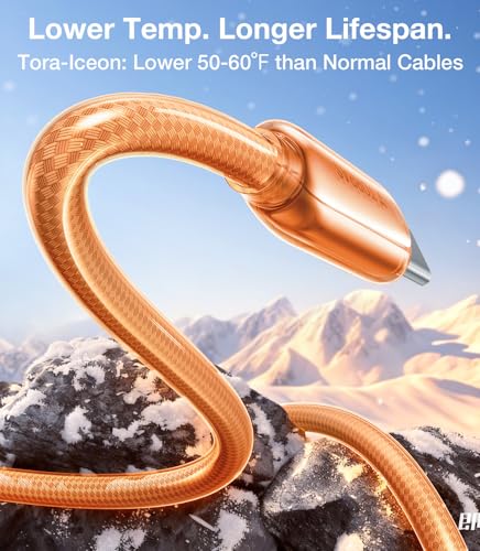 TORRAS USC C to USB C Cable (60W 4FT), Military Grade Tested USB C Charger Cable (Cosmic Orange) - image 4