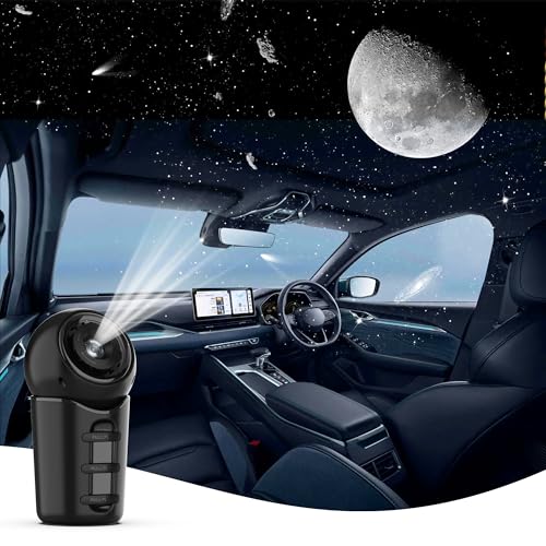 4 in 1 Star Lights for Car, Portable Galaxy Projector with HD Replaceable Film Disks Adjustable Focus Knob Magnetic Head 360° Rotation Car Roof Star Lights