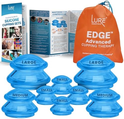 8 Cups Silicone Cupping Therapy Set Professional Massage Cupping Cups for Cupping Therapy Cupping Kit for Massage, Myofascial Release, Cellulite Reduction (Lure Blue)