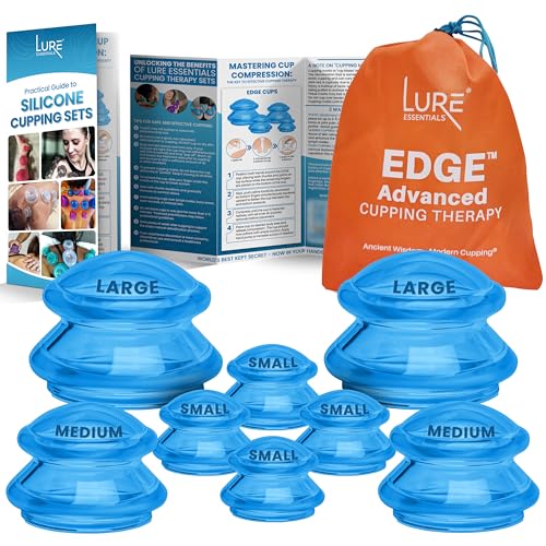 Lista de Venta de tazas más recomendados. 41 LURE Essentials - Juego de terapia de ventosas de borde - Kit de ventosas para terapia de masaje, juego de ventosas de silicona, tazas de masaje para terapia de ventas, (8 tazas -...
